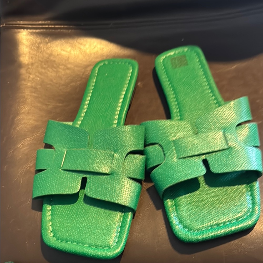 Green Slide Sandals/Shein/New